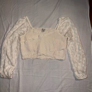 American Eagle Outfitters Cream Crop Top